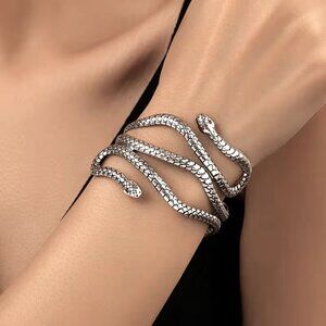 Snake Bracelet Cuff Twist Wrap Egyptian Greek Goddess Serpent Trendy Stylish Fun
